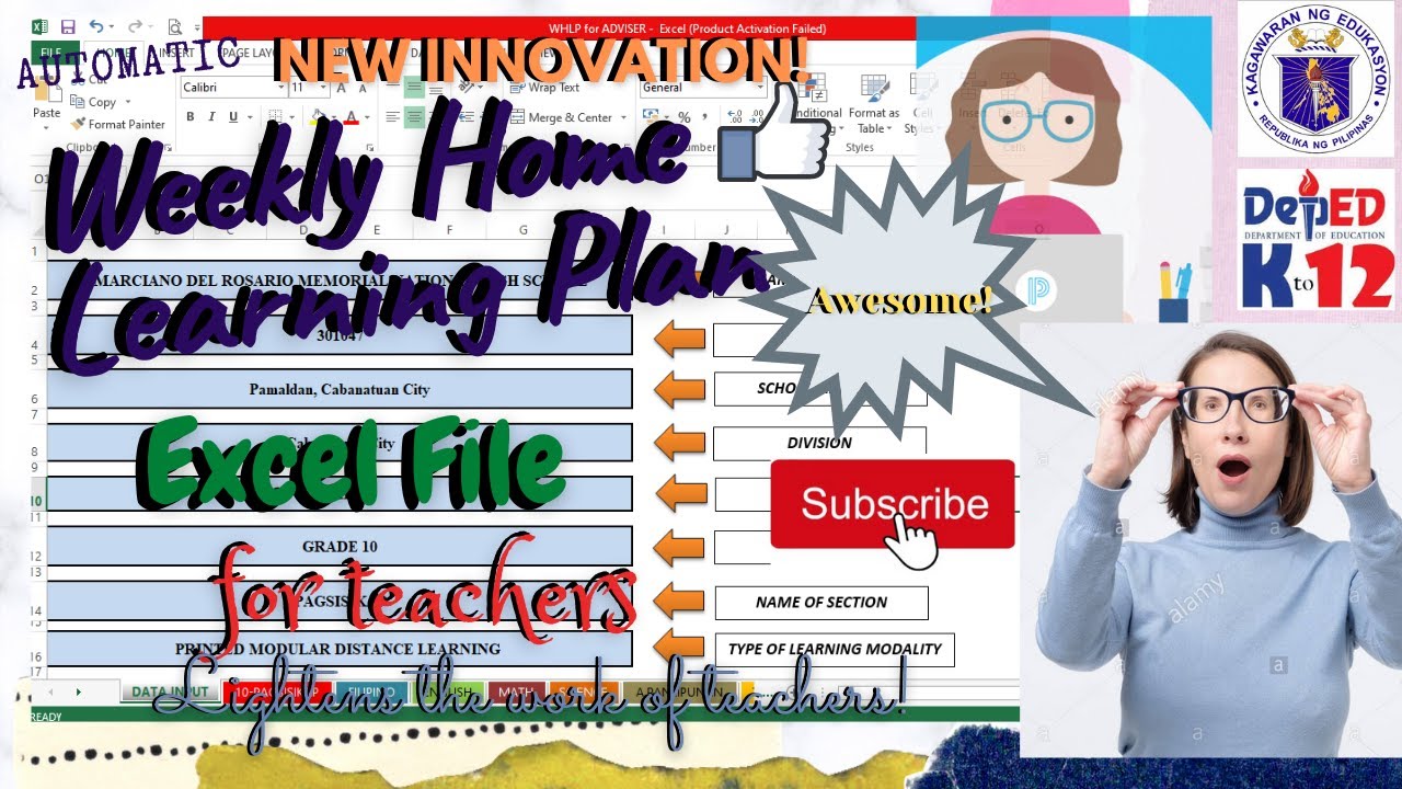 WEEKLY HOME LEARNING PLAN (AUTOMATIC EXCEL FILE)