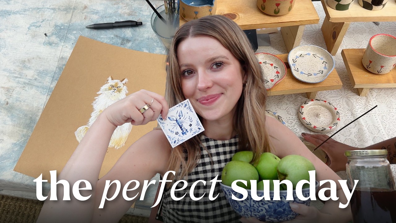 VLOG: spend the perfect fall sunday with me 🍂🍏☕️ (art market, church, beach, gardening + more!)