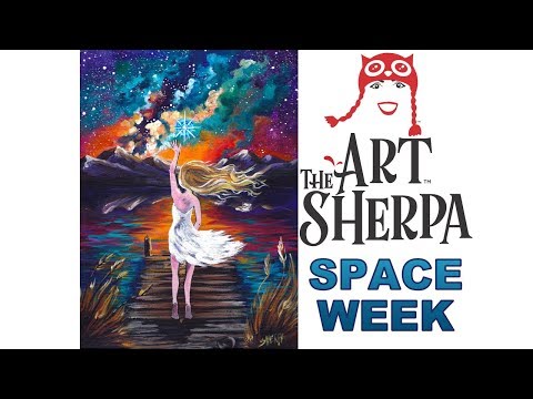 Acrylic Painting Tutorial Galaxy Mountain Lake Landscape