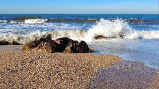 Relax - Sea Waves Reaching the Rocks on the Beach 🌊✨