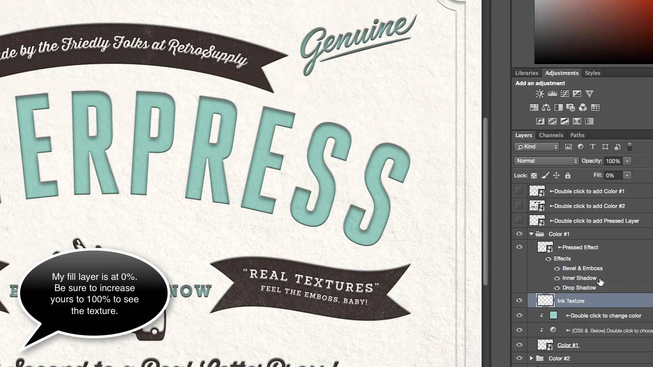LetterPress PSD Layer Styles | RetroSupply | Tutorial & Free Download