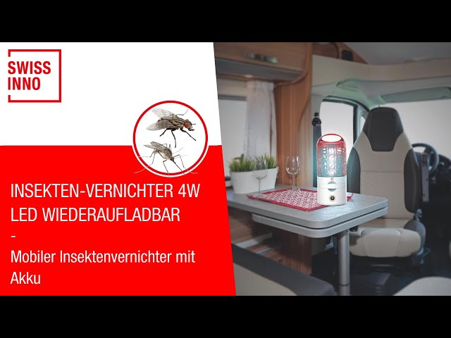 Video Teaser für Mobiler Insektenvernichter mit Akku 4W LED (wiederaufladbar) SWISSINNO