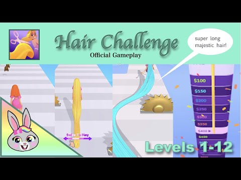 Hair Challenge by Rollic Games - Part 1 with Levels 1-12 Walkthrough (Android, iOS)