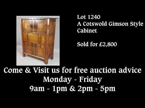 Watch as a Gimson style Arts & Crafts cabinet Goes Under the Hammer!