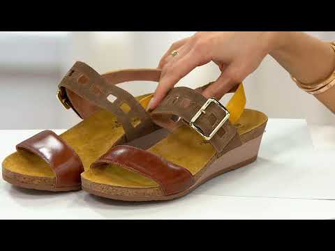 Naot Leather Buckled Wedge Sandals - Dynasty on QVC