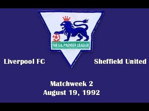 FA Premier League. Season 1992-1993. Matchweek 2. Liverpool FC - Sheffield United - 2:1. Highlights.
