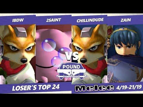 Pound 2019 SSBM Teams -  IBDW & 2Saint VS  Chillindude & Zain - Smash Melee Loser's Top 24