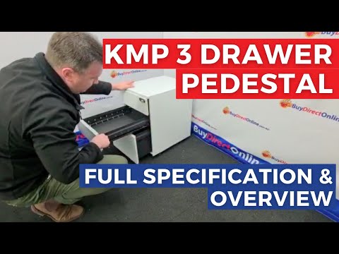 KMP Mobile 3 Drawer Pedestal Filing Unit Combination Lockable Cabinet Drawers
