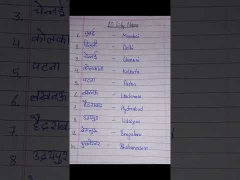 10 City Name in English and Hindi @SmartEducationbyRonak5 @YouTube #youtubeshorts #education