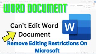 How to Fix Word Can’t Edit Word Document | Remove Editing Restrictions On Microsoft Word