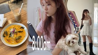 8:00AM MORNING ROUTINE 🌞 day in the life of a homebody (gel mani, cooking, how i make my thumbnail)
