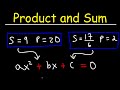 Writing Quadratic Equations Given The Sum And Product Of The Roots Algebra