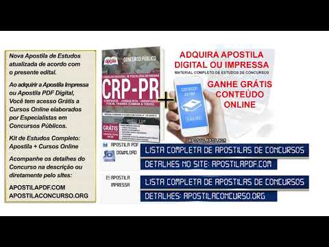 Apostila Concurso CRP PR 2019 PDF e Impressa Cursos Online Grátis