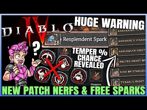 Diablo 4 - CONFIRMED: Game BROKEN, Class Nerfs, Free Sparks, Tempering Chance Revealed, Gold & More!