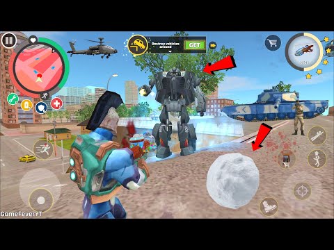 Rope Hero: Vice Town - (Rope Hero Hit Snow Ball) Car Robot Get Rusty - Android Gameplay HD