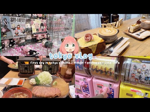 first day in tokyo, exploring akihabara, cute cafe, gachapon, anime + manga |  vlog