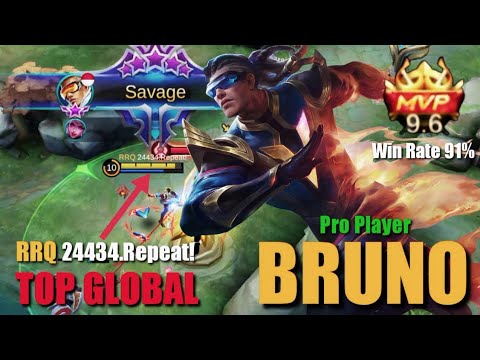 GAME PLAY Top Global Bruno SAVAGE 2021 - by RRQ 24434.Repeat! (RRQ Sena) • Mobile Legends