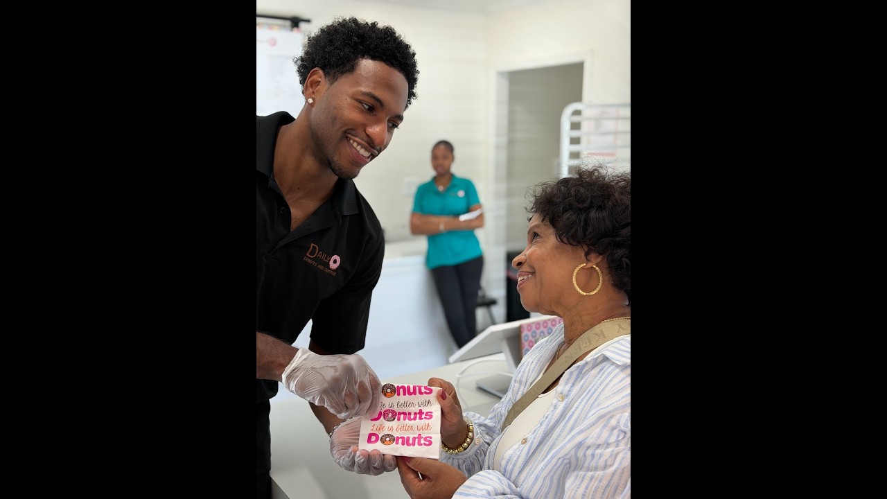 Tre gets a surprise visitor and gets caught giving away FREE donuts!