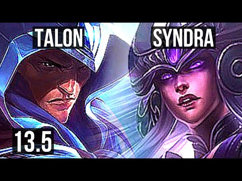 TALON vs SYNDRA (MID) | 16/1/4, 2.9M mastery, 1900+ games, Legendary | KR Grandmaster | 13.5