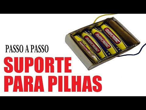 Como ligar Pilhas com uma caixa de Fósforo (SUPORTE PARA PILHAS CASEIRO)