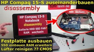 HP Compaq 15s Notebook öffnen - Laptop RAM HDD SSD CMOS Lüfter wechseln - Hewlett-Packard