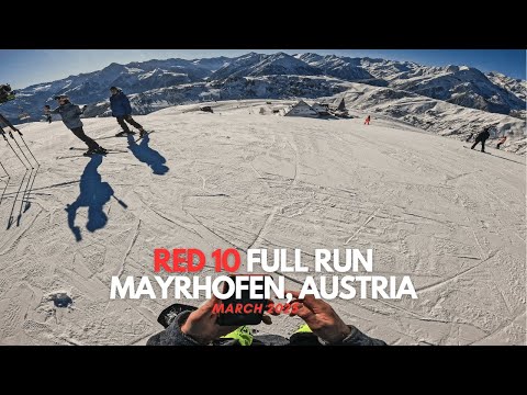 Pain or Pleasure Snowboarding ? Red 10 full run, Mayrhofen, Austria - 4K GoPro 12 Black - 2025