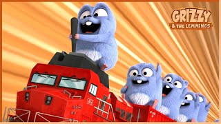 Lemmings toy train! | Grizzy & the lemmings | 🐻🐹 Cartoon for Kids