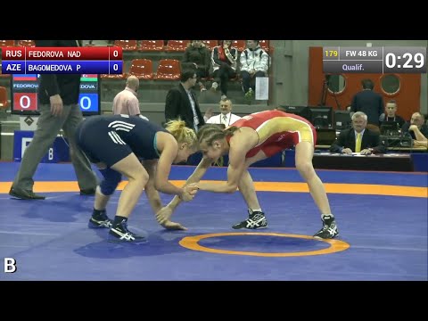 Qualification FW - 48 kg: Nadezhda FEDOROVA (RUS) df. Patimat BAGOMEDOVA (AZE) by FALL, 10-0