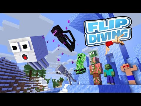 Monster School: Flip Diving Challenge! - Minecraft Animation