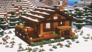 Minecraft: How To Build a Winter Cabin House Tutorial (#5) | 마인크래프트 건축, 겨울 오두막, 인테리어