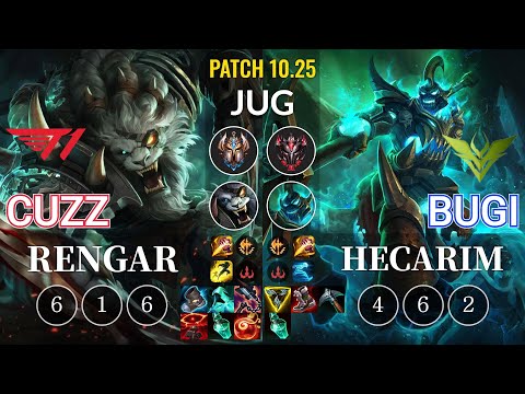 T1 Cuzz Rengar vs V3 Bugi Hecarim Jungle - KR Patch 10.25
