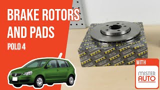 Youtube thumbnail of video "How to replace the front brake rotors and pads Polo mk4 🚗"