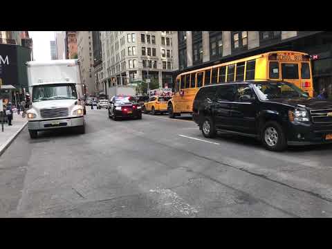 UNMARKED NYPD SUV RESPONDING ON WEST 57TH STREET ON WEST SIDE OF MANHATTAN, NEW YORK.