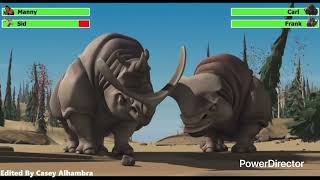 Ice Age (2002) Rhino Fight with healthbars in Reverse