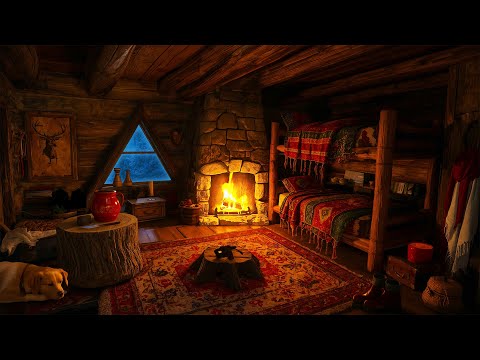 Fall Asleep Fast in Cozy Winter Attic - Fireplace, Snowstorm, Blizzard and Relaxing Sleep Ambience