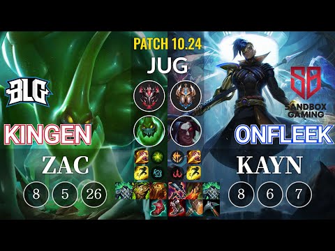 BLG Kingen Zac vs SB OnFleek Kayn Jungle - KR Patch 10.24