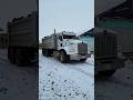 Kenworth T800 dump truck dropping load #diesel #demolition #dumptruck #winter #construction