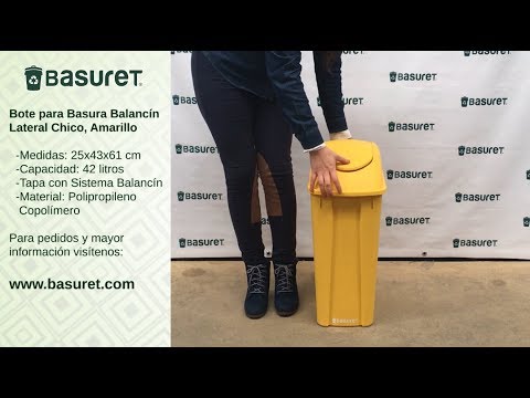 Basuret Bote De Basura Rectangular Amarillo Balancín 42 Lts - $ 599.00