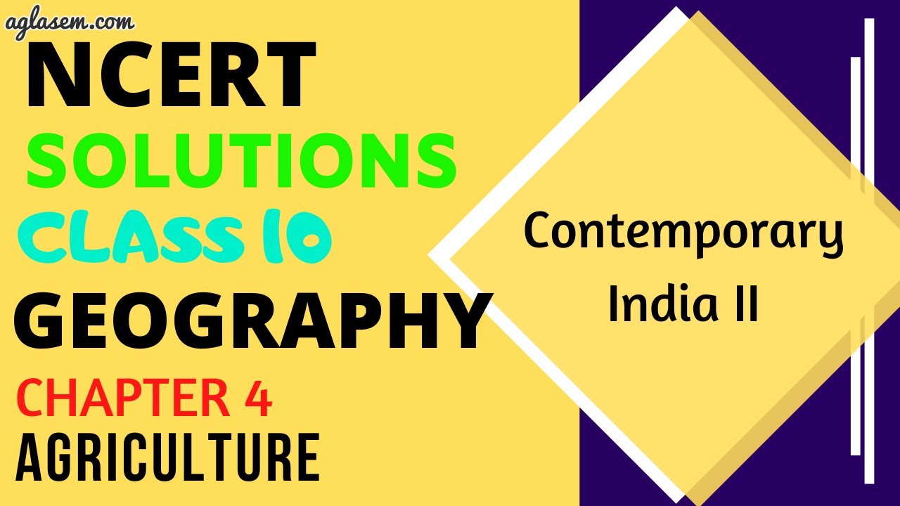 NCERT Solutions Class 10 Geography Chapter 4 Agriculture