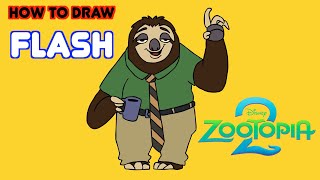 How to Draw Flash The Sloth from Zootopia 2