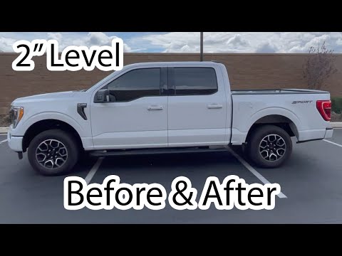 2" level -  2021 F150 - Before and After