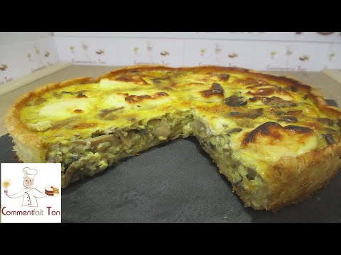 Tarte "quiche" aux champignons, oignons et fromage frais