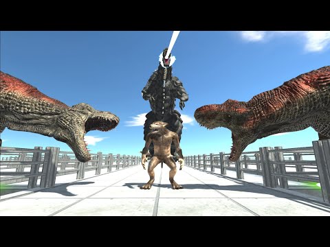 Escape From Godzilla Atomic Breath And T-Rex! - With Commentary - Animal Revolt Battle Simulator