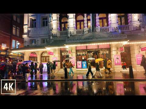 ☔️ London Night Walk in the Rain 🌙 Farringdon to Charing Cross 4K