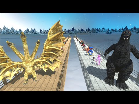 HEISEI GODZILLA VS GHIDORAH LAVA DEATH RUN - Animal Revolt Battle Simulator