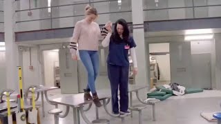 Taylor Schilling and Laura Prepon - Final scenes on set of Orange is the New Black