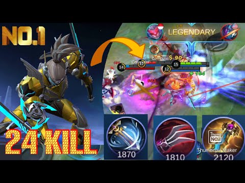 How to play Saber stronger_Saber best build_របៀបលេង Saber ដើរ solo តែសម្លាប់សត្រូវមិនអោយតដៃទាន់_MLBB