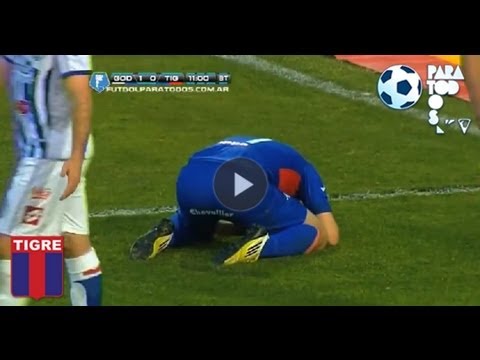 Ocasión de Leone. Godoy Cruz - Tigre. Fecha 8. Torneo Inicial 2013. Fútbol Para Todos