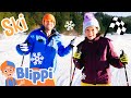 Blippi And Meekah Learn To Ski And Go Over JUMPS Winter Snow Stories For Kids