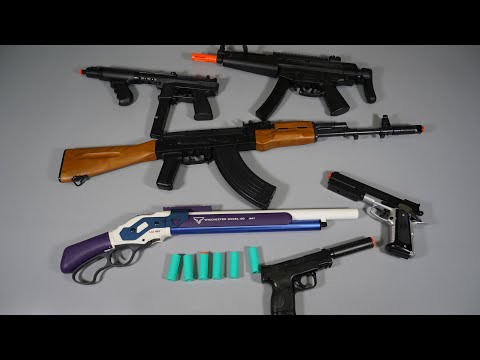 Winchester M1887 Shell ejecting Toy Nerf Gun - AK47 - Airsoft Gun -  REALISTIC TOY GUNS collection